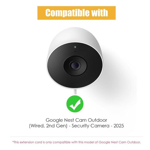 1 Pack Power Cable for Google Nest Cam Outdoor(Wired, 2nd Gen) | 18FT/5.5M Weatherproof Charging Cable(without adapter),Works with Google Home - 2025 Model - Snow|5V 2A Outdoor Charger Cable in Kuwait