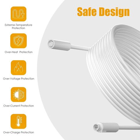 1 Pack Power Cable for Google Nest Cam Outdoor(Wired, 2nd Gen) | 18FT/5.5M Weatherproof Charging Cable(without adapter),Works with Google Home - 2025 Model - Snow|5V 2A Outdoor Charger Cable in Kuwait