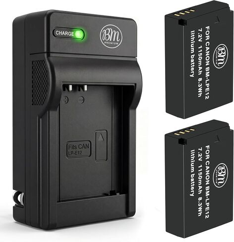 BM Premium 2-Pack of LP-E12 Batteries and Charger for Canon EOS-M, EOS M2, EOS M10, EOS M50, EOS M50 II, EOS M100, EOS M200, SX70 HS, Rebel SL1 Camera in Saudi Arabia