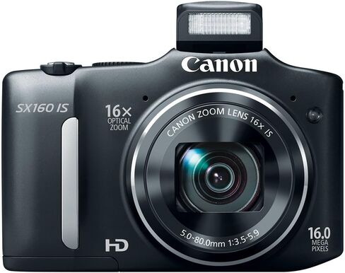 Canon PowerShot SX160 is 16.0 MP Digital Camera with 16x Wide-Angle Optical Image Stabilized Zoom with 3.0-Inch LCD (Black) (Renewed) in Kuwait