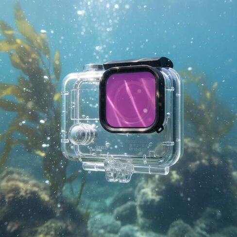 Housing Seawater Resistant Case Cover Housing Shell Frame Pristine Image Lens Acrylic with Color Kit Suitable for Diving Snorkeling, Purple in Kuwait