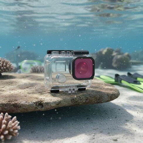 Housing Seawater Resistant Case Cover Housing Shell Frame Pristine Image Lens Acrylic with Color Kit Suitable for Diving Snorkeling, Purple in Kuwait