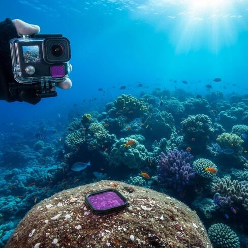 Housing Seawater Resistant Case Cover Housing Shell Frame Pristine Image Lens Acrylic with Color Kit Suitable for Diving Snorkeling, Purple in Kuwait