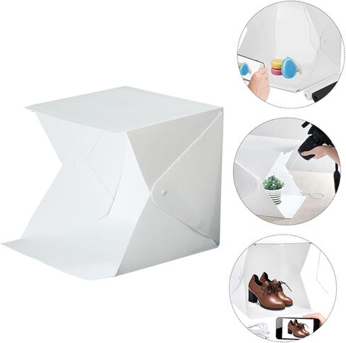 Homoyoyo 20cm Mini Folding Photo Light Tent with LED Strips, Portable Photography Light Box Kit with 4 Color Backdrops for Product Shooting and Studio Use in Kuwait