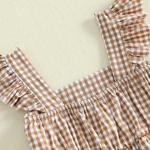 PUHHAPIEY Toddler Baby Girls Summer Outfit Gingham Ruffle Tank Shirt Short | 6 12 18 24 Month 2T 3T Girl Clothes, Sleeveless Ruffle Dress Top + Short Set, Gingham Outfit, Soft and Breathable, Cute in Kuwait