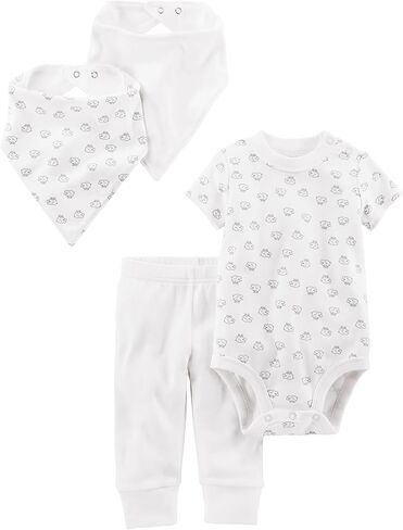 Simple Joys by Carter's Baby 4-piece Bodysuit, Pant, and Bibs Set in Kuwait