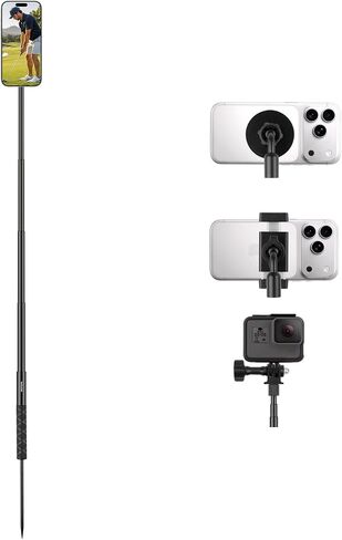 Golf Monopod, Magnetic Phone Stand for Golf Swing Recording | 53.5" phone holder for iPhone/Android, with clamp, MagSafe/metal ring, action camera mount, 1/4"-20 screw, spike, carry bag in Kuwait