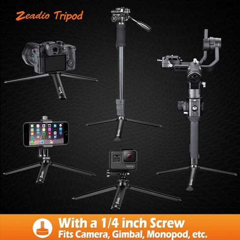 Zeadio Metal Mini Tripod with 1/4 Inch Screw, Desktop Tabletop Stand Tripod for Smooth 4, Crane Plus, Crane 2, Osmo Mobile, Ronin-S, Vimble 2, Gimble Handle Grip Stabilizer and All Cameras in Kuwait