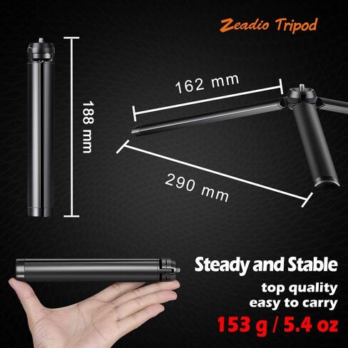 Zeadio Metal Mini Tripod with 1/4 Inch Screw, Desktop Tabletop Stand Tripod for Smooth 4, Crane Plus, Crane 2, Osmo Mobile, Ronin-S, Vimble 2, Gimble Handle Grip Stabilizer and All Cameras in Kuwait
