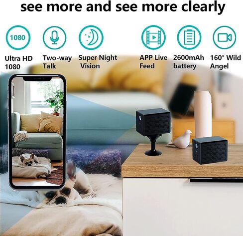Spy WiFi Camera,Mini WiFi Home Indoor Hidden Camera-1080P Security Camera with Audio,Two Way Talk/Motion Detection/Long-Lasting Battery/Super IR Night Vision/Remote Switch in Kuwait