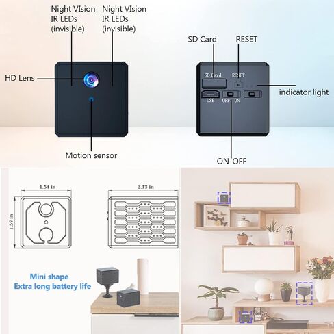 Spy WiFi Camera,Mini WiFi Home Indoor Hidden Camera-1080P Security Camera with Audio,Two Way Talk/Motion Detection/Long-Lasting Battery/Super IR Night Vision/Remote Switch in Kuwait