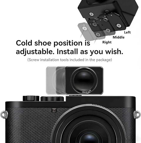 Optical Waist Level Viewfinder, 28mm External Camera Viewfinder, with 35/50 Frame Lines, Detachable Anti-Glare Hood, Precise Framing in Street & Low-Angle Shooting in Kuwait