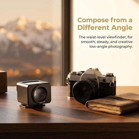 Optical Waist Level Viewfinder, 28mm External Camera Viewfinder, with 35/50 Frame Lines, Detachable Anti-Glare Hood, Precise Framing in Street & Low-Angle Shooting in Kuwait
