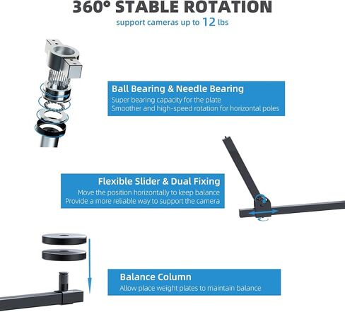 RAUBAY 360 Camera Spinner Standard, Rotating Camera Platform, 330lb Load | Stable rotating camera platform for product photography, commercial video and bullet-time shots with silent bearing design in Kuwait