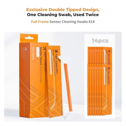 K&F CONCEPT Double Tipped 24mm Full Frame Sensor Cleaning Swab X14 | New Dual-Head Design, Vacuum Sealed, Soft and Flexible, Smooth And Lint-Free, Portable, Suitable For Multiple Devices in Kuwait
