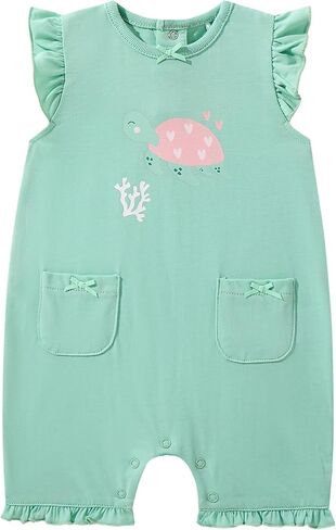 TRND O&X Baby Girl 2-Pack Cotton Rompers, Ruffle Sleeve Sleeveless Outfit, Soft Cotton Summer Clothes with Cute Prints in Kuwait