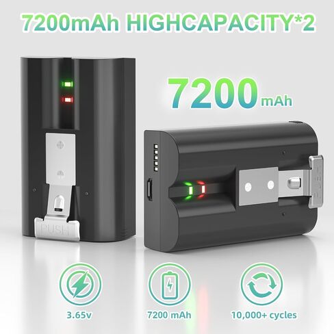 7200mAh 3.65V 2-Pack Replacement Battery for Ring Doorbell, Rechargeable Camera Batteries with Charging Station for Ring Video Doorbell 2/3/3 Plus/4, Spotlight Cam, Stick Up Cam and Peephole Cam | With Charging Station for Ring Video Doorbell 2/3/3 Plus/4 in Kuwait