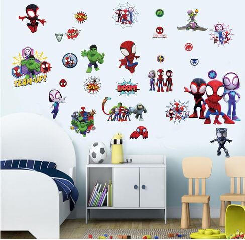 Superhero Wall Decals, Peel and Stick Removable Wall Stickers for Bedroom Party Decor, 80×30cm Comic Hero Wall Art Decorations in Kuwait
