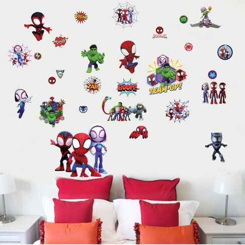 Superhero Wall Decals, Peel and Stick Removable Wall Stickers for Bedroom Party Decor, 80×30cm Comic Hero Wall Art Decorations in Kuwait