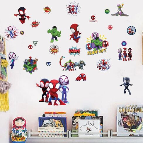 Superhero Wall Decals, Peel and Stick Removable Wall Stickers for Bedroom Party Decor, 80×30cm Comic Hero Wall Art Decorations in Kuwait