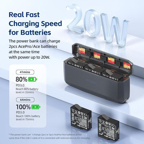 Ace Pro 2 Battery Charger, 7710mAh Portable Charger | Compatible with insta360 Ace Pro 2/Ace Pro, PD3.0 20w Fast Charge, 80% in 35mins, Reverse Charging in Kuwait