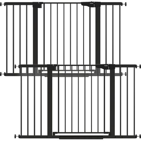 Cumbor 2-Pack 29.7-51.5 in Extra Wide Baby Gate for Stairs, Dog Gate Black | Auto Close & Double Lock for Doorways, One-Hand Open Child Gate for Toddler & Pets Indoor, Pressure or Hardware Mounted in Kuwait