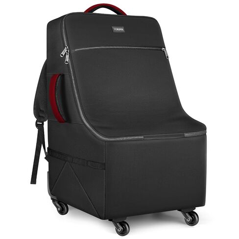 YOREPEK Padded Car Seat Travel Bag for Airplane with Wheels | 4 Spinner Wheels & Stable Base, Shoulder Straps, Extra Pocket for Baby Travel Essentials, Car Seat Carrier for Airport in Kuwait
