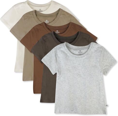 HonestBaby Baby 5-Pack Short Sleeve T-Shirts 100% Organic Cotton Baby, Toddler, Little Kid, Boy, Girl, Unisex in Kuwait