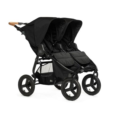 Bumbleride Indie Twin Double Stroller - Side-by-Side Seating with Narrow Design, Smooth Air-Filled Ride, Compact Fold, UPF 45+ Canopy & PFAS-Free - Black in Kuwait
