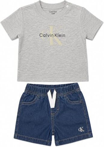 Calvin Klein Jeans Boys' 2-Piece T-Shirt and Bottom Set | Boys Calvin Klein 2-piece logo shirt and bottom set in Kuwait