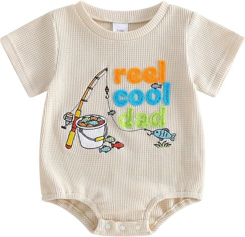 Newborn Baby Boy Girl Summer Clothes Crawfish Embroidery Waffled Short Sleeve Bubble Romper Bodysuit Cute Outfits in Kuwait