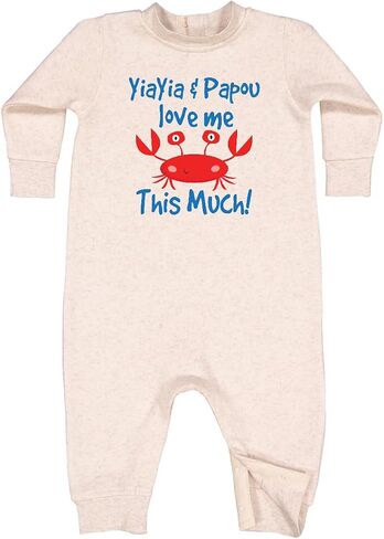 inktastic Yia Yia and Papou Love Me Grandchild Crab Baby Fleece Romper in Kuwait