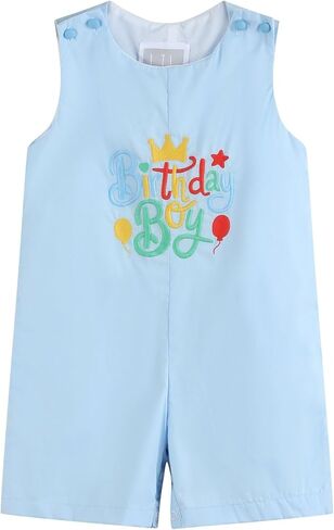 Lil cactus Blue Birthday Boy Smocked Shortalls in Kuwait