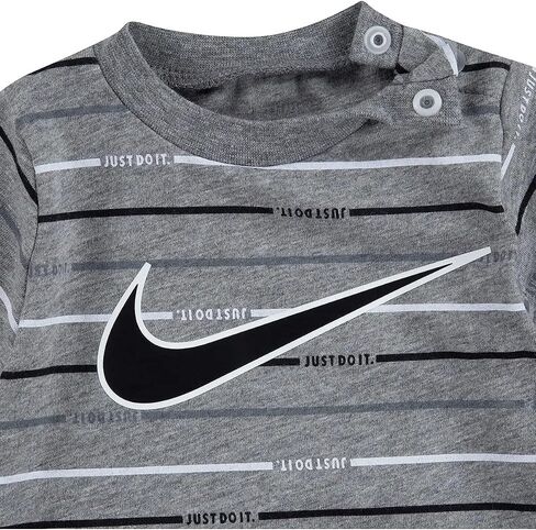 Nike Baby Boy Just Do It Romper 2 Piece Set (Carbon Heather(56H942-GEH)/Red, 3 Months, 3_Months) in Kuwait