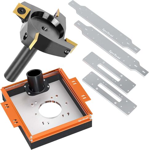 SpeTool Linear Rail Router Sled Slide Connector with Dust Collection and SpeTool CNC Spoilboard Surfacing Router Bit 1/2" Shank 2-1/2" Cutting Diameter in Kuwait