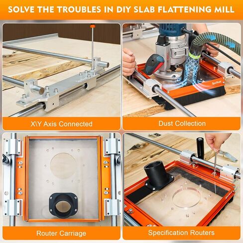 SpeTool Linear Rail Router Sled Slide Connector with Dust Collection and SpeTool CNC Spoilboard Surfacing Router Bit 1/2" Shank 2-1/2" Cutting Diameter in Kuwait