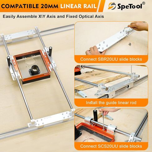 SpeTool Linear Rail Router Sled Slide Connector with Dust Collection and SpeTool CNC Spoilboard Surfacing Router Bit 1/2" Shank 2-1/2" Cutting Diameter in Kuwait