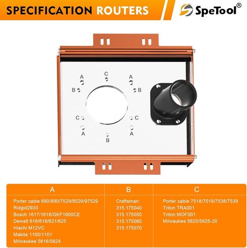 SpeTool Linear Rail Router Sled Slide Connector with Dust Collection and SpeTool CNC Spoilboard Surfacing Router Bit 1/2" Shank 2-1/2" Cutting Diameter in Kuwait