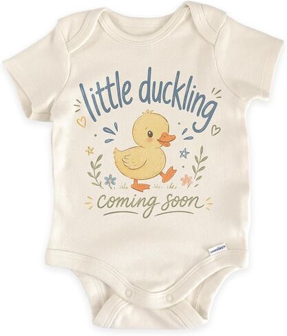 Little Duckling Coming Soon Baby Bodysuit - Duck Pregnancy Announcement Infant Outfit - Baby Reveal Gift for Expecting Parents (0-3 Month, Natural) in Kuwait