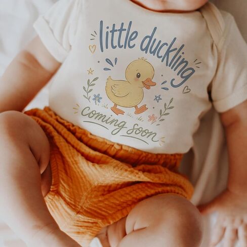 Little Duckling Coming Soon Baby Bodysuit - Duck Pregnancy Announcement Infant Outfit - Baby Reveal Gift for Expecting Parents (0-3 Month, Natural) in Kuwait
