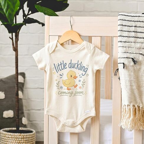 Little Duckling Coming Soon Baby Bodysuit - Duck Pregnancy Announcement Infant Outfit - Baby Reveal Gift for Expecting Parents (0-3 Month, Natural) in Kuwait