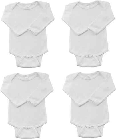Monag Long Sleeve Baby Bodysuit 4 Piece Set, Baby Onesie Pack Christmas Color Onesie Set, Hanukkah Color Bodysuit Pack in Kuwait