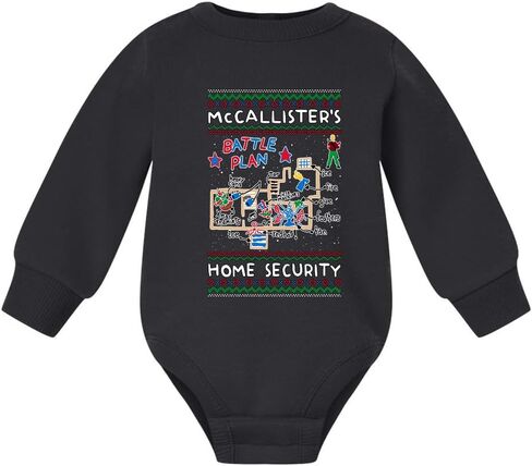 McCallister's Home Security Battle Plan Alone Kevin Ugly Christmas Baby Creeper Boys Girls Infant Fleece Bodysuit in Kuwait