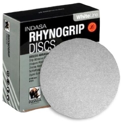 Indasa 8" Rhynogrip White Line Solid Sanding Discs (82 Series) – High-Performance, No Clog, AluOx, Dry Sanding, Hook & Loop, Drywall – 50 Pack (Grit 36-400) (6 Inch (hook & loop) Disc, 320, Very Fine) in Kuwait