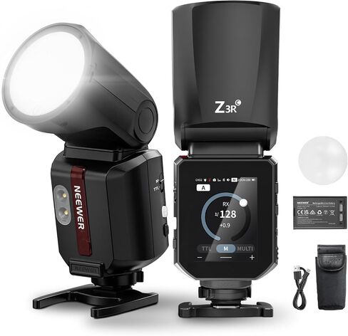 NEEWER Z3R-N Round Flash Light, 100Ws TTL 1/8000s HSS Camera Photography Speedlite with 3000mAh USB C Battery, Touchscreen, Modeling Lamps, Compatible with Nikon and Godox Wireless 2.4G X System in Saudi Arabia