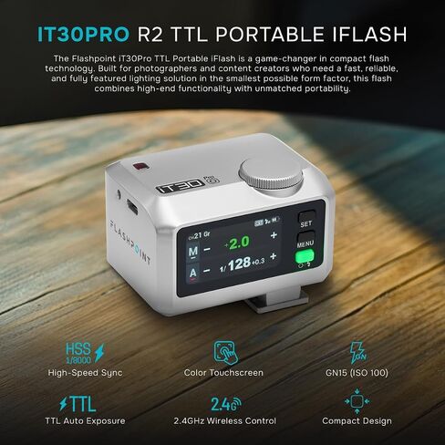 Flashpoint iT30Pro R2 TTL Portable iFlash for Olympus/Panasonic (Silver), Godox O in Kuwait