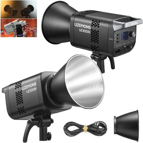 Godox LE600Bi 610W Godox Light Bi-Color LED Video Light | 2800K-5600K, 11300Lux@1m, CRI/TLCI≥98, 11FX Effects, APP Control, Metal Body, Silent Fan, Bowens Mount in Kuwait