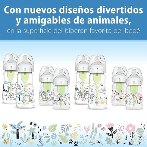 Dr. Brown's Anti-Colic Options+ Wide-Neck Baby Bottle Designer Edition Bottles, Woodland Decos, 5 oz/150 mL, Level 1 Nipple, 0m+, 2-Pack in Kuwait
