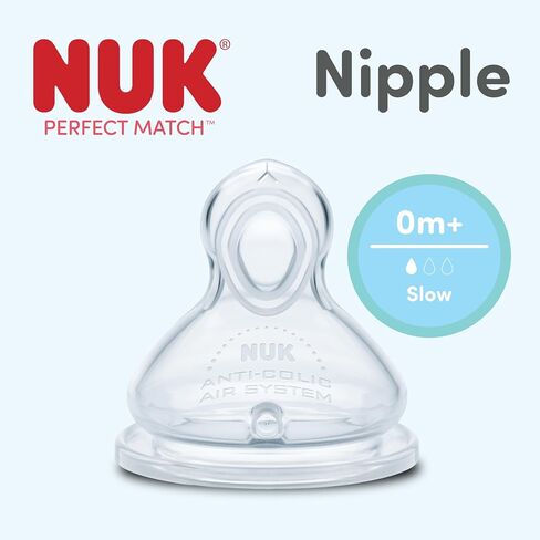 NUK Simply Natural Baby Bottle Nipples - Medium Flow Silicone Extra Soft Anti-Colic Air System BPA-Free Pack of 2 in Kuwait