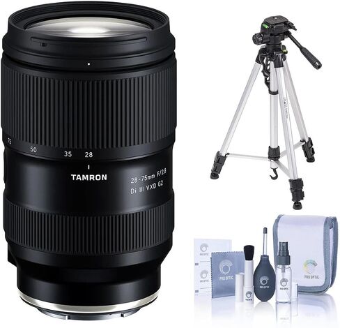 Tamron 28-75mm f/2.8 Di III VXD G2 Full-Frame Zoom Lens for Sony E-Mount with Tamron 6-Year Warranty, Bundle with 3-Section Aluminum Tripod & Cleaning Kit in Kuwait